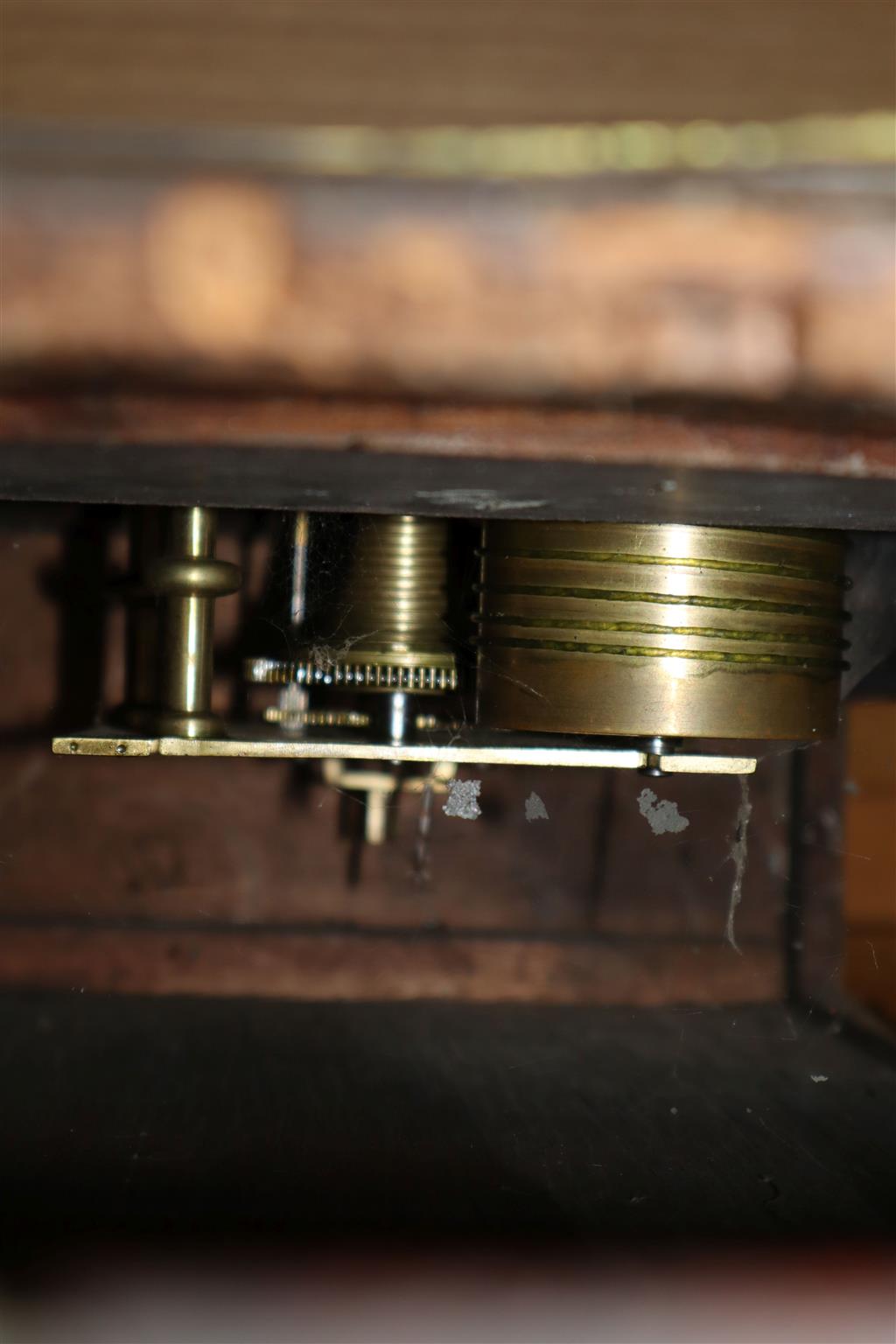 A 19th century mahogany drop dial wall clock, in need of restoration